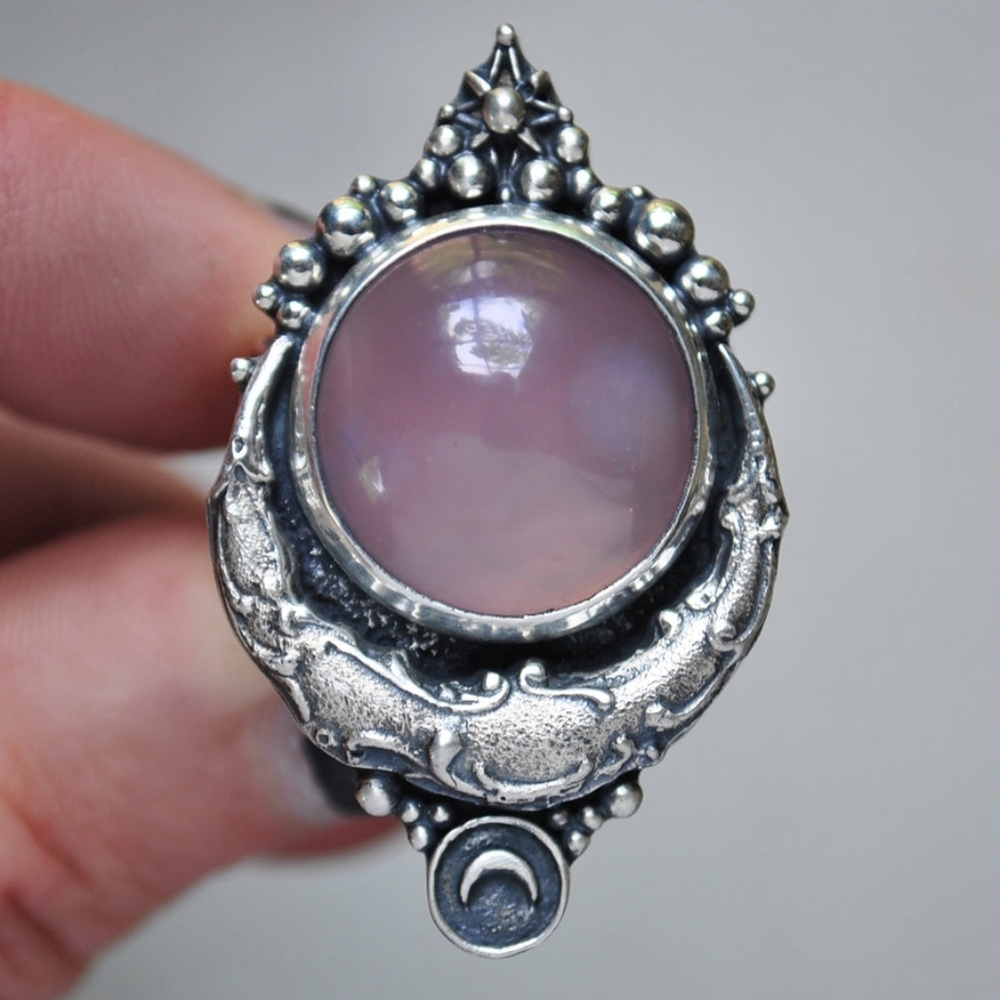 DarkFawn Lunar Dew Purple Chalcedony Ring - Picture 7 of 11